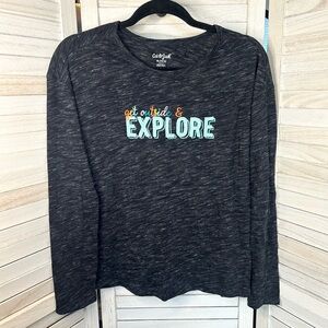 Cat & Jack Colorful Graphic Get Out and Explore Dark Gray Long Sleeve T Shirt